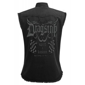 Dragstrip Clothing Speed Shop Black Sl/Less Distressed Work Shirt
